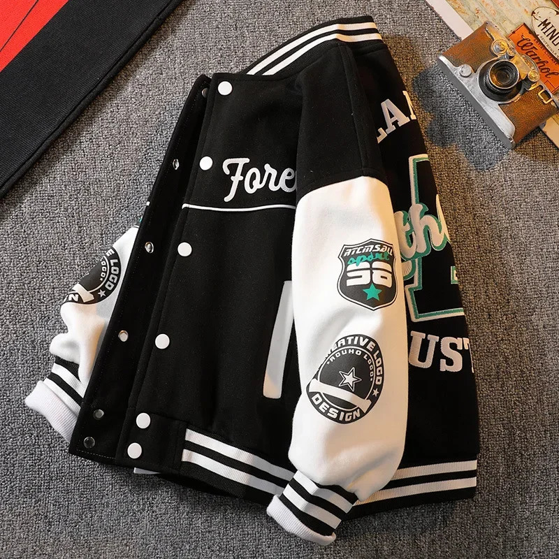 Spring and Autumn Casual Boys Contrast Alphabet Varsity Jackets School Childrens Clothing Tops Childrens Single Chest Sports Jacket 3-14 Years Old 241