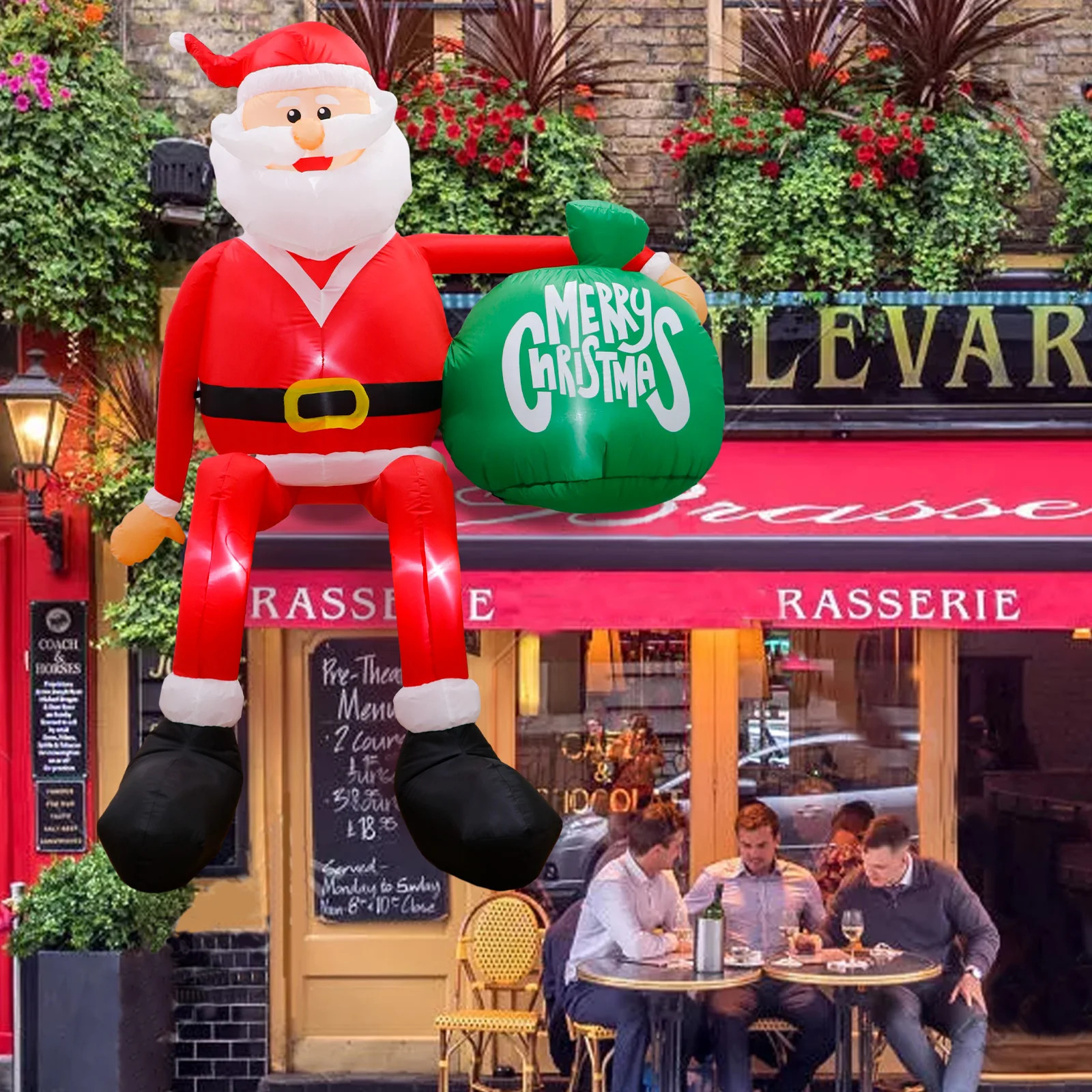 8-foot climbing Santa Claus inflatable Christmas yard decoration with LED ed for outdoor decoration 241024