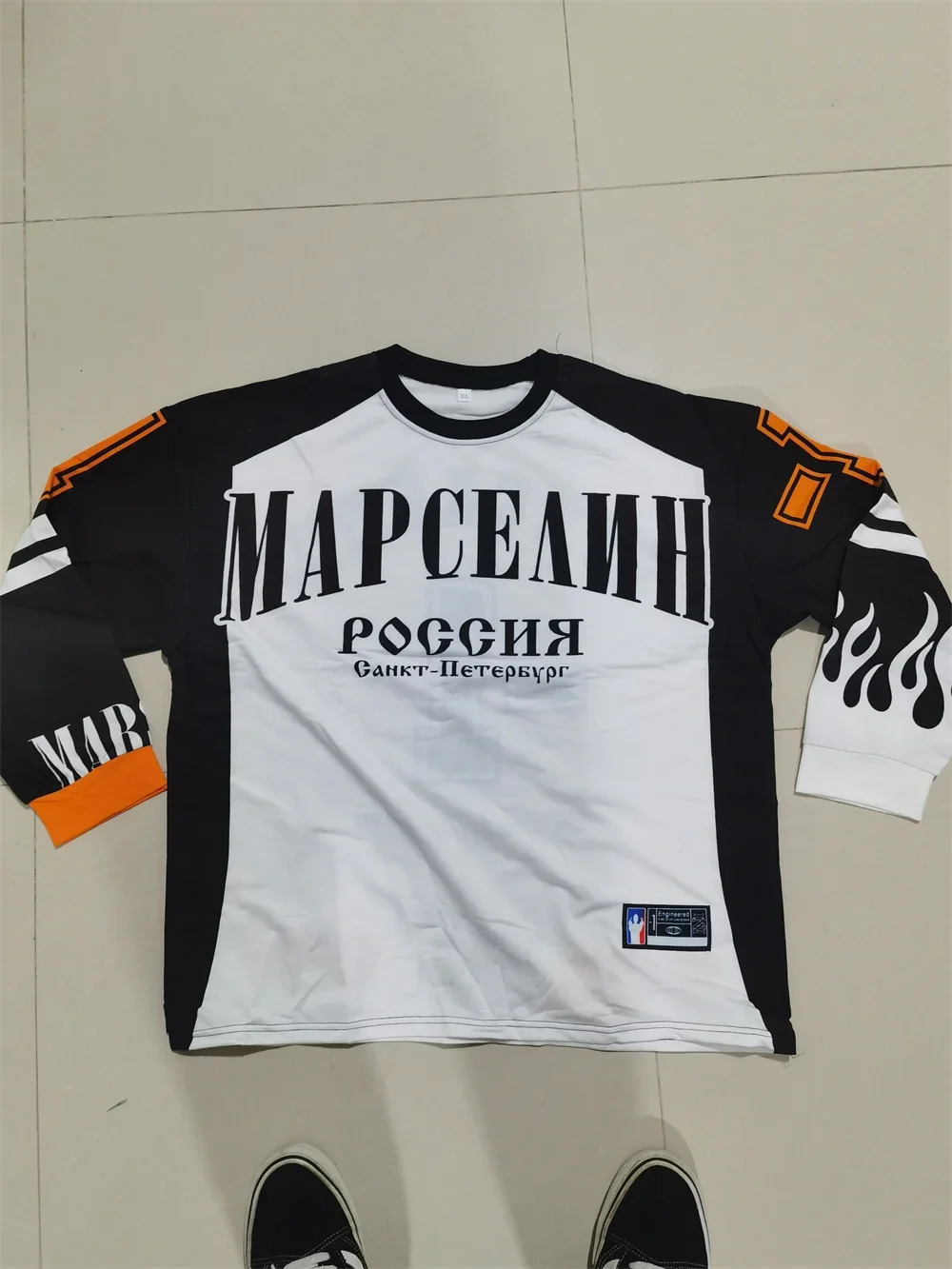 Mens womens punk hip-hop alphabet oversized long sleeved breathable V-neck clothing 241023