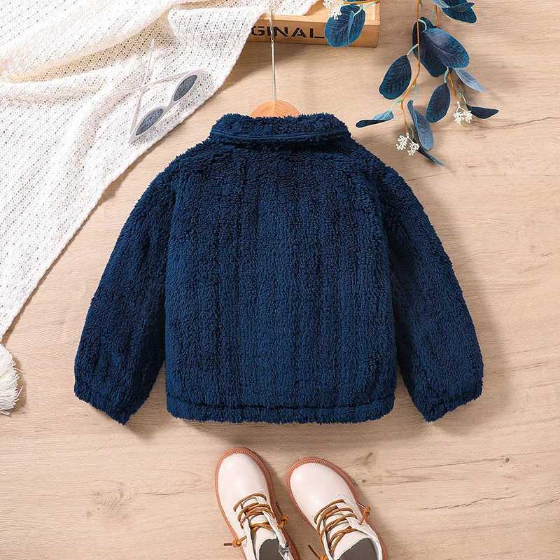 Childrens winter jacket 4-7 years old baby girl lapel deep blue wool coat boutique childrens clothing fashion South Korea Sle Daily W241023