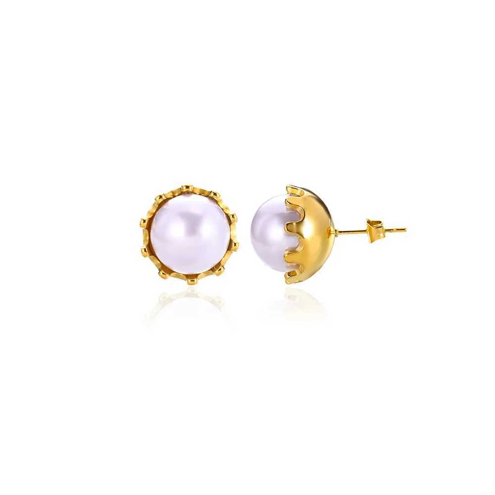 Vintage Imitation Pearl Stud Earrings for Women Stainless Steel Gold Color Piercing Earrings Trend Summer Ear Jewelry aretesX241023
