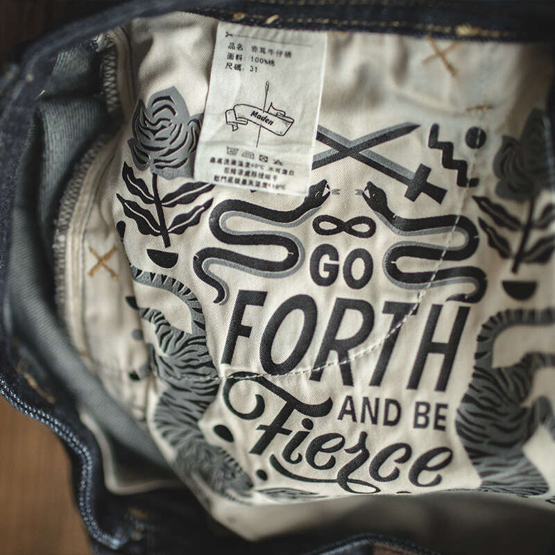 Maden Men's Workwear American Vintage Straight Barrel 14.Oz Denim Red Ear Original Cow Spring Autumn Ameki Dark Jeans