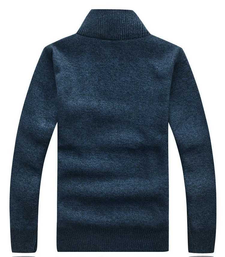 Winter Mens Turtleneck Sweater Half Zip Fleece Knitted Wool Pullover Long Sleeve Pocket Casual Male Thick Clothing for Autumn LX241024