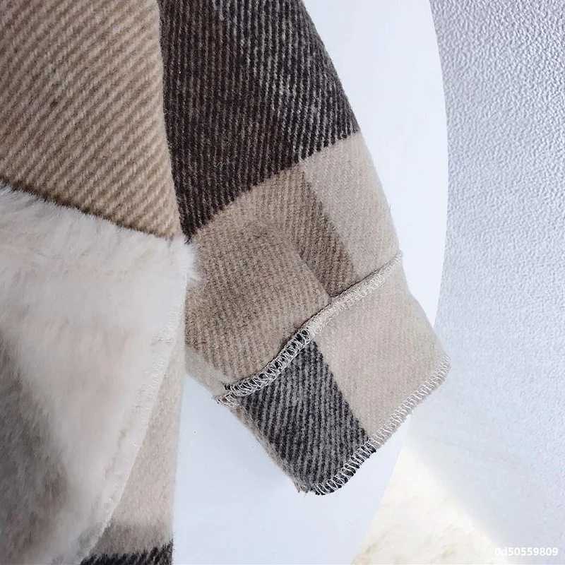 Baby boy girl wool jacket fur in a warm plaid baby collar coarse tweed coat long wool winter baby coat 1-14Y W241023