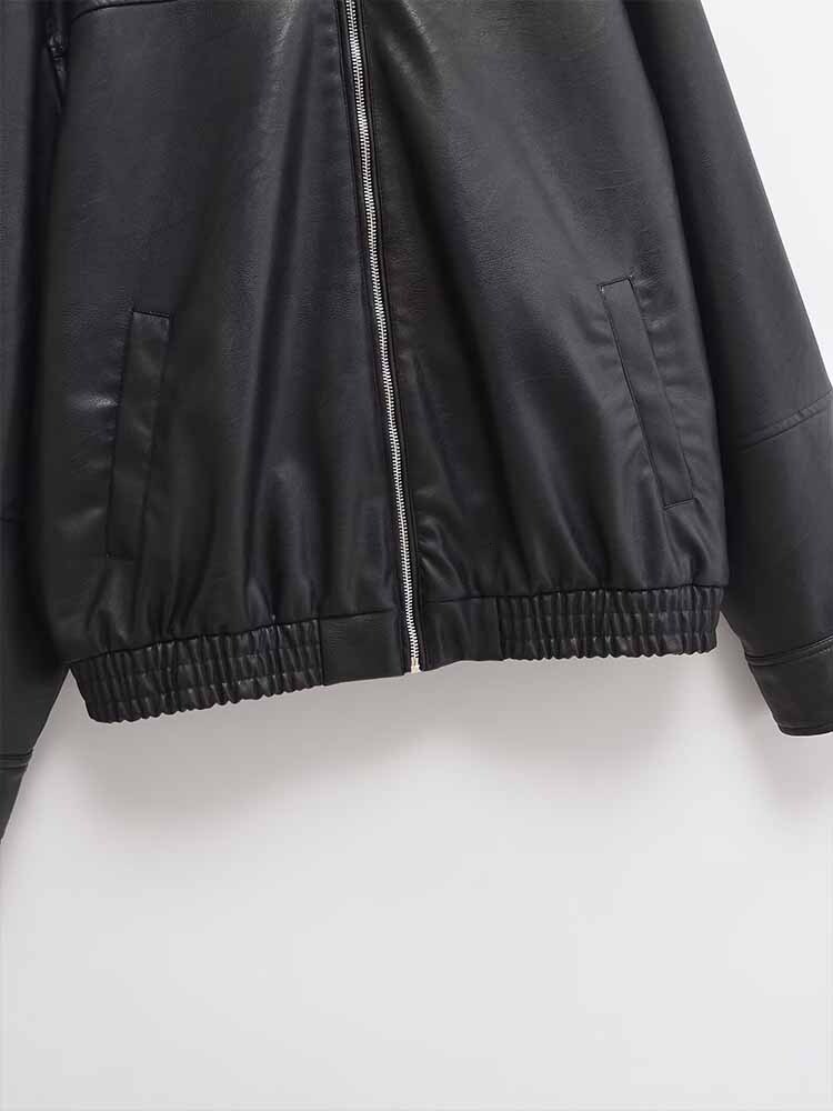 European American Autumn And Winter New Simple Versatile Lapel Maillard Retro Pilot Jacket Leather Coat