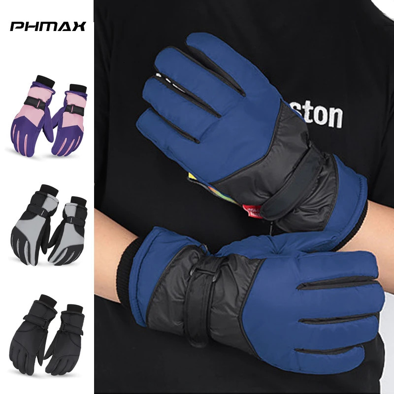 PHMAX Ski Gloves Winter Windproof Snowboard Men Women Wind Proof Thermal Fleece Touch Screen Skating Motorcycle 241024