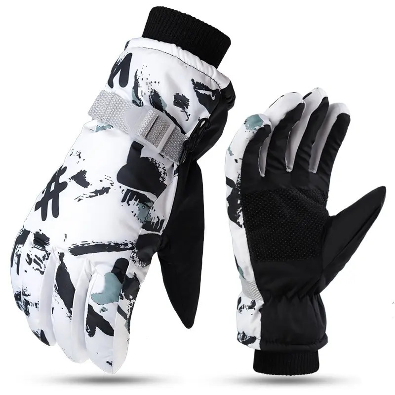 Winter Snowboard Ski Gloves Unisex PU Leather Nonslip Touch Screen Waterproof Motorcycle Cycling Fleece Warm Snow Sports 241024