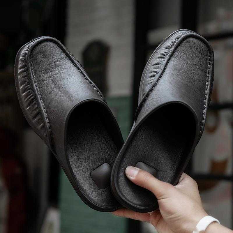 Men Dress Shoes Versatile Mens Shoes Breathable Half Casual Shoes Mens Fashion Trend Single Shoes Mens Outdoor Bean Shoes 241009