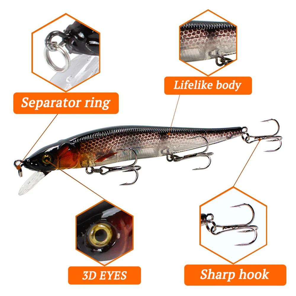 1PCS 115mm 14g Minnow Fishing Lure Wobblers Sinking Deep Artificial Quality Plastic Hard Bait Crankbait Pesca Bass Tackle 241024