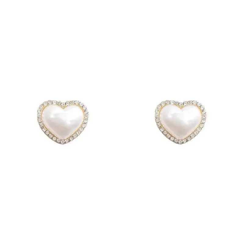 Love Heart Pearl Earrings for Women Fashion Artificial Pearl Round Stud Earrings Elegant Wedding Jewelry Valantine Day GiftsX241023