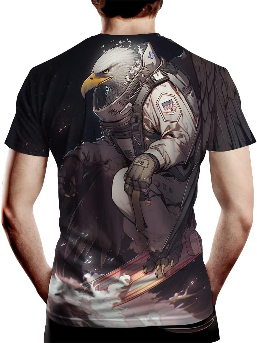 Mens T shirt Men's Short Sleeve American Flag Creative Novelty Casual tops summer clothes Breathable and stylish