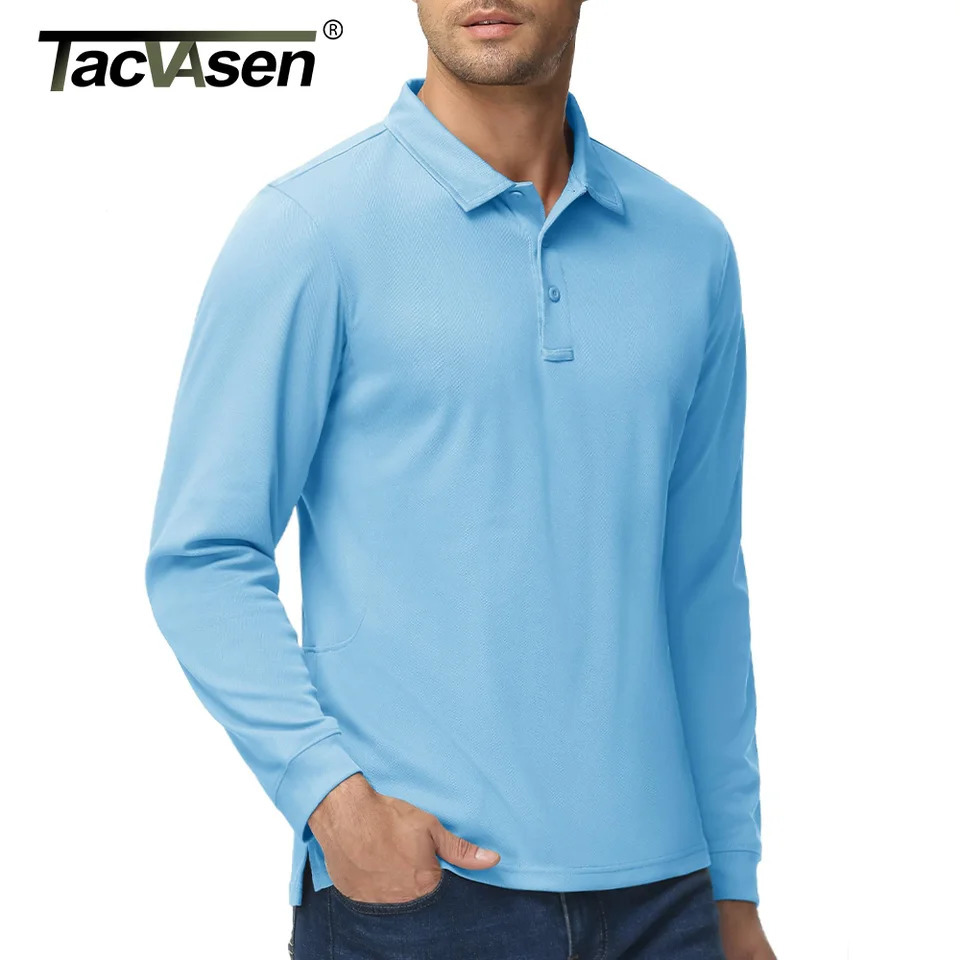 Takwasen mens outdoor T-shirt work Poland summer quick drying T-shirt long sleeved lightweight Pique golf T-shirt 241024