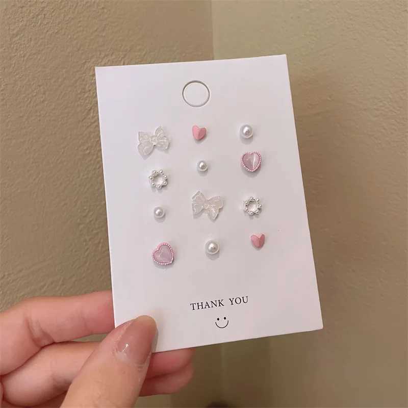 S925 Silver Needle Butterfly Opal Heart Stud Earrings for Women Girls New Candy Color Bowknot Pearl Stud Earrings Jewelry GiftsX241023