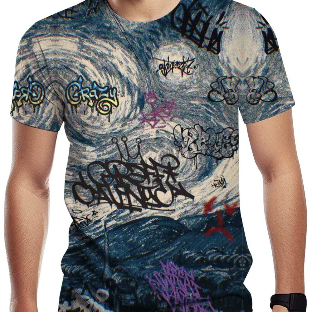 Mens T shirt Men's Graffiti Print Creative Novelty 3D Graphic T Shirt-Fashion T-shirt casual top summer wear Casual tops summer clothes