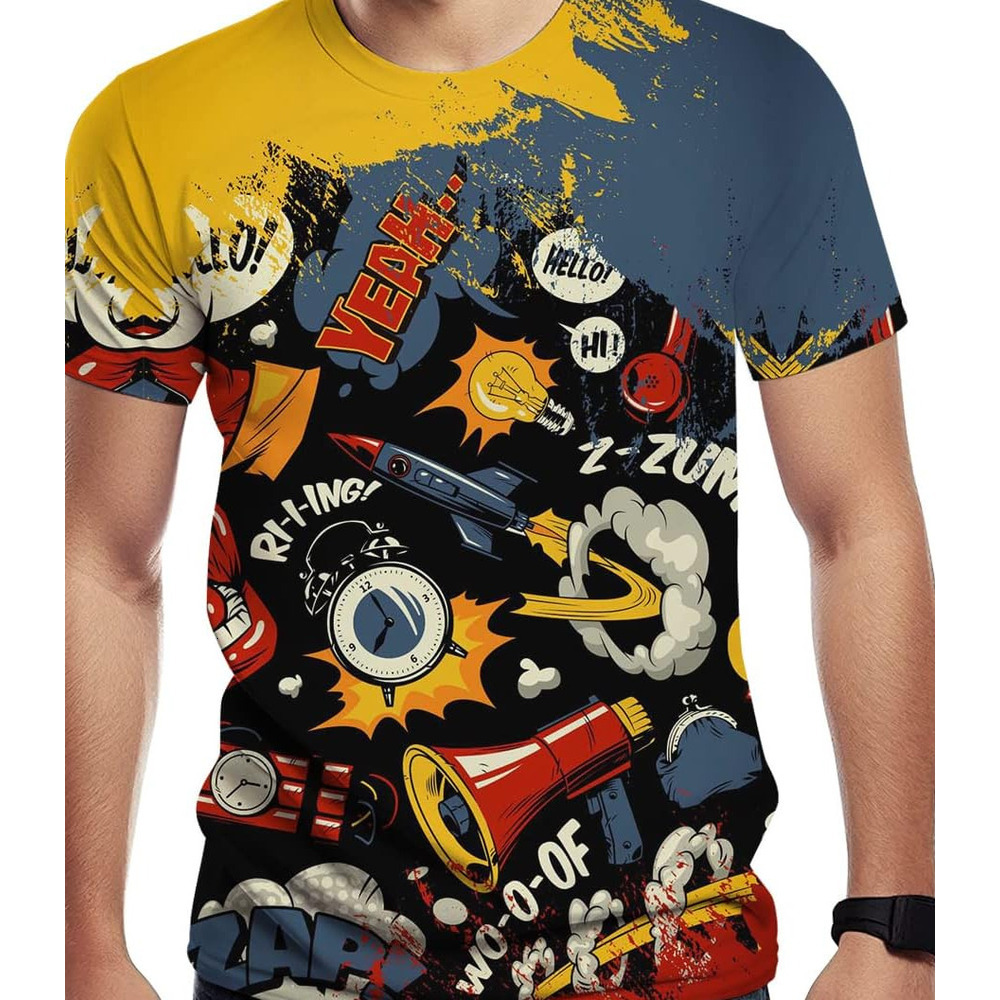 Mens T shirt Men's Cool T Shirt with Graffiti Graphic Print, Street Novelty Tee, Best Birthday tee Casual tops summer trend