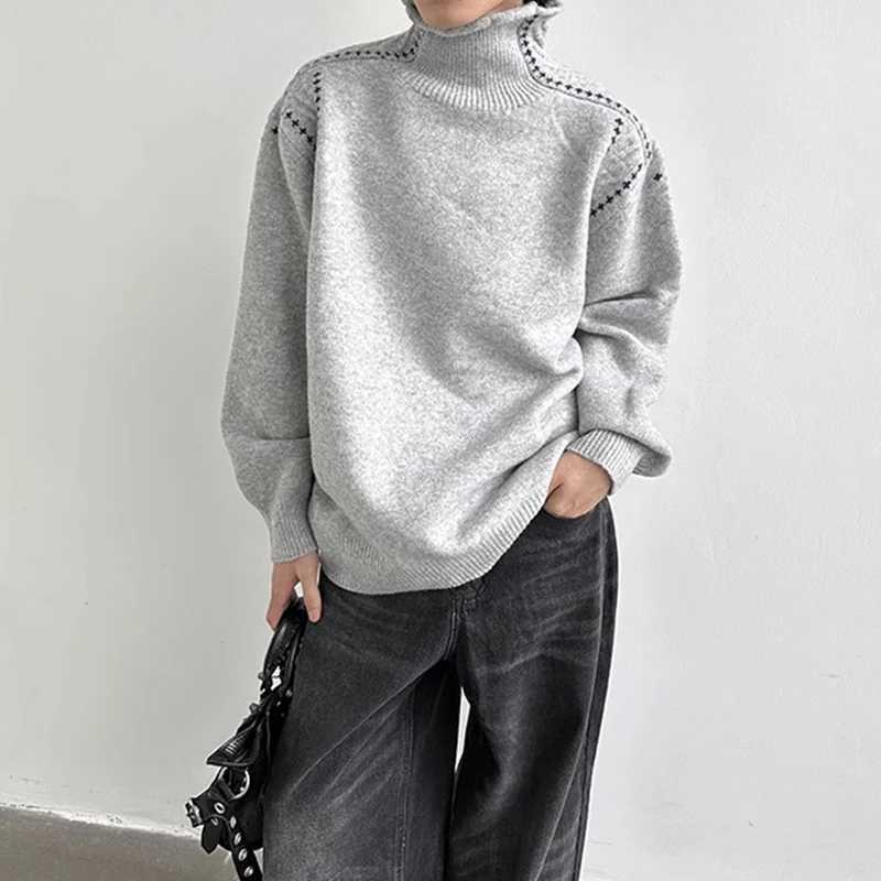 Trendy Long Sleeve Slim Fit Mens Sweater Streetwear Vintage Turtleneck Knitted Pullover Tops For Men 2024 Autumn Basic Sweaters LX241024