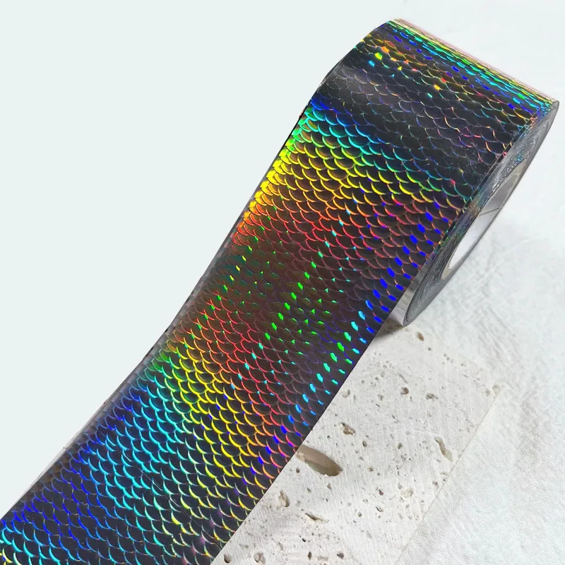 120m transparent fish scale laser nail foil for metal transfer paper laser processing chameleon packaging gold nail decoration 241024