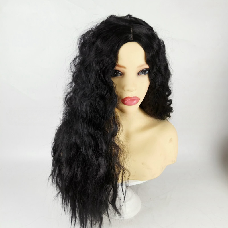New wig female African small curly afro black long curly hair chemical fiber high temperature silk chemical fiber head cover