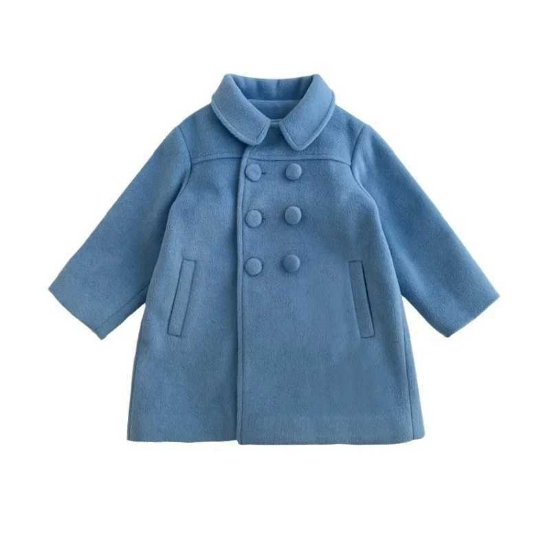 Double breasted womens wool coat autumn and winter trench jacket 2-7-year childrens clothing W241023