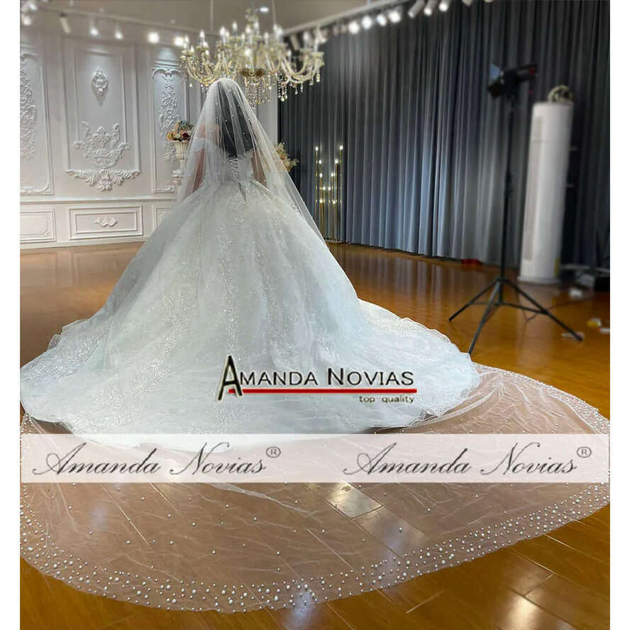 Off The Shoulder Straps Pearls Bridal Dresses