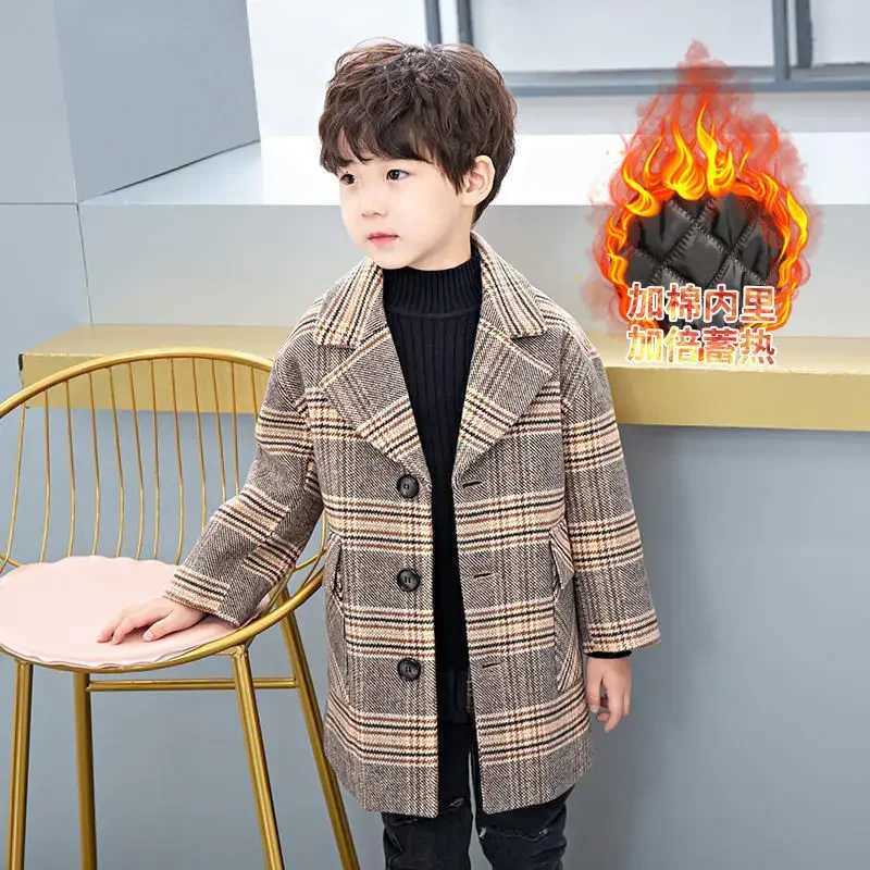 Boys coarse woolen coat foreign chiffon coat 2022 autumn and winter new mini set childrens baby clothing W241023