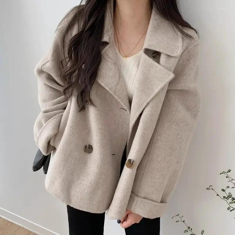 Outerwear Plus Size Warm Autumn Winter Woolen Jacket Short Sleeve Long Casual Leisure Women's Coat Small Friendly Stylish Westylin...