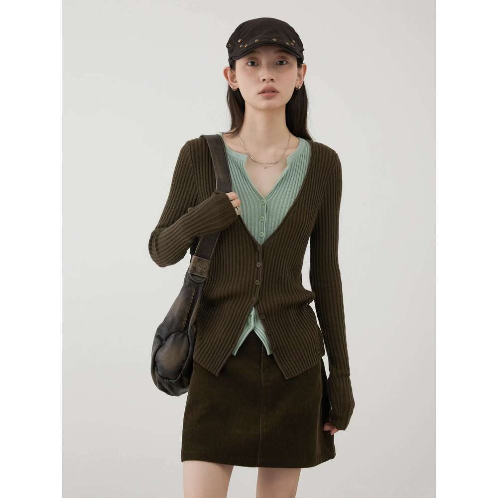 CHIC VEN Women's Sweaters New Retro V-Neck Contrast Color Slim Fit Long Sleeved Knitted Jumpers Female Top Autumn Winter 2024