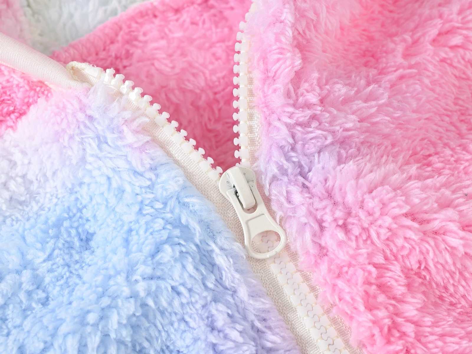 Womens wool hooded jacket solid color zipper jacket childrens winter clothing W241023