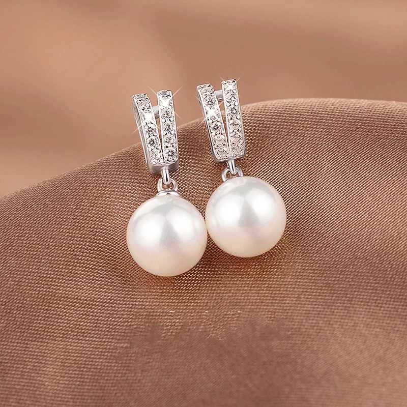 Huitan New Tren Simulated Pearl Dangle Earrings for Women Fashion Wedding Engagement Accories Simple Stylish Girls Earrings W241023