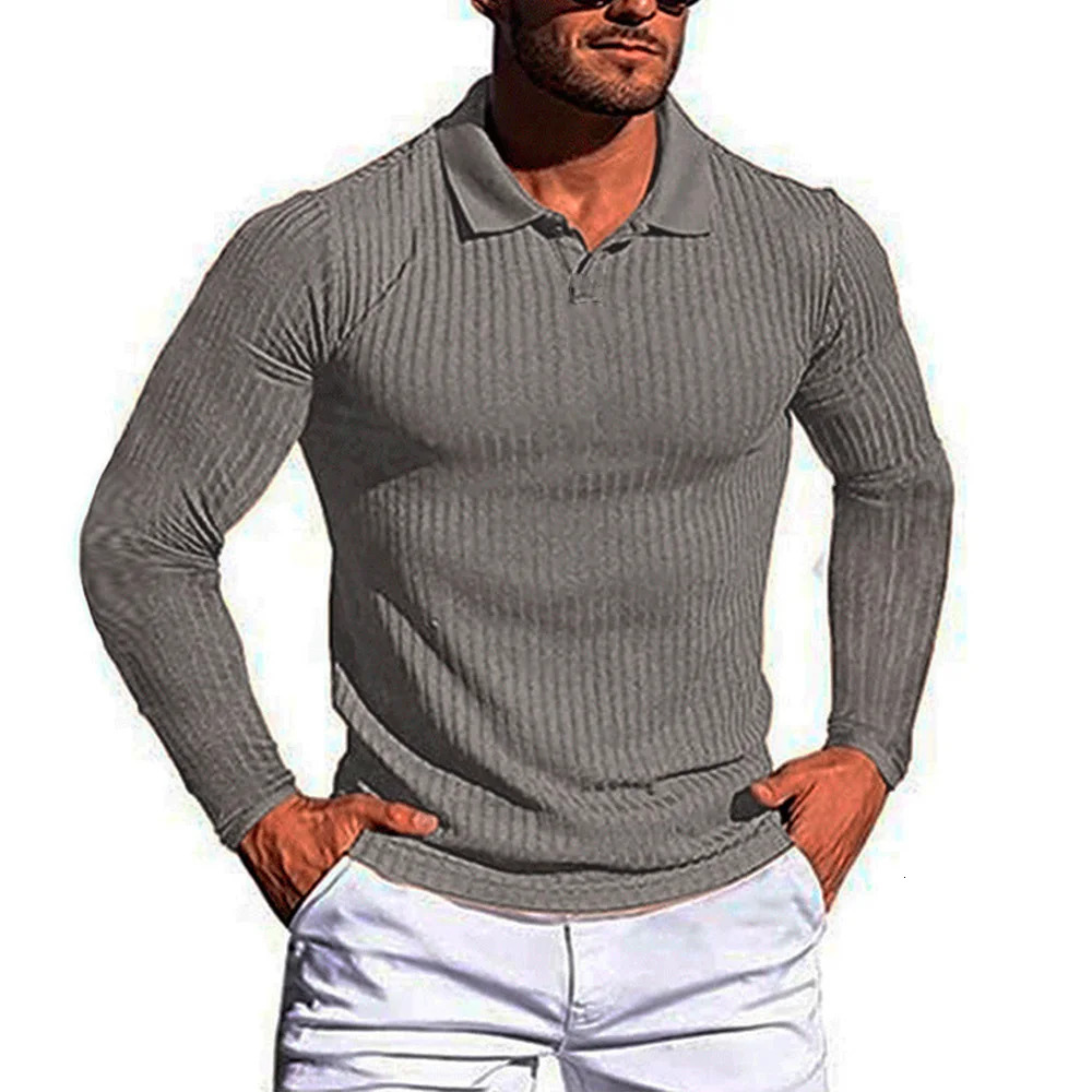 Cotton long sleeved mens T-shirt high-quality slim fit collar autumn mens bottom shirt mens T-shirt 241024