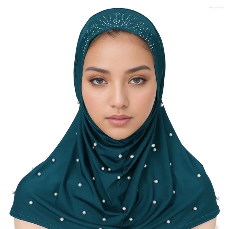 go Headscarf Solid Bag Instant Hijab Nailed Cap Convenient Scarves Pearl Malaysian Indonesian Color Bottom Chin scarf designers