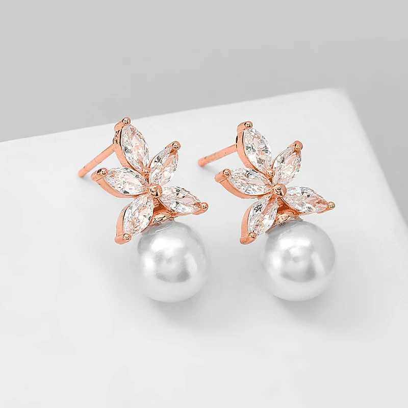 ZAKOL Transparent Marquise Zircon Imitation Pearl Earrings Temperature Bridal Wedding Party Jewelry W241023