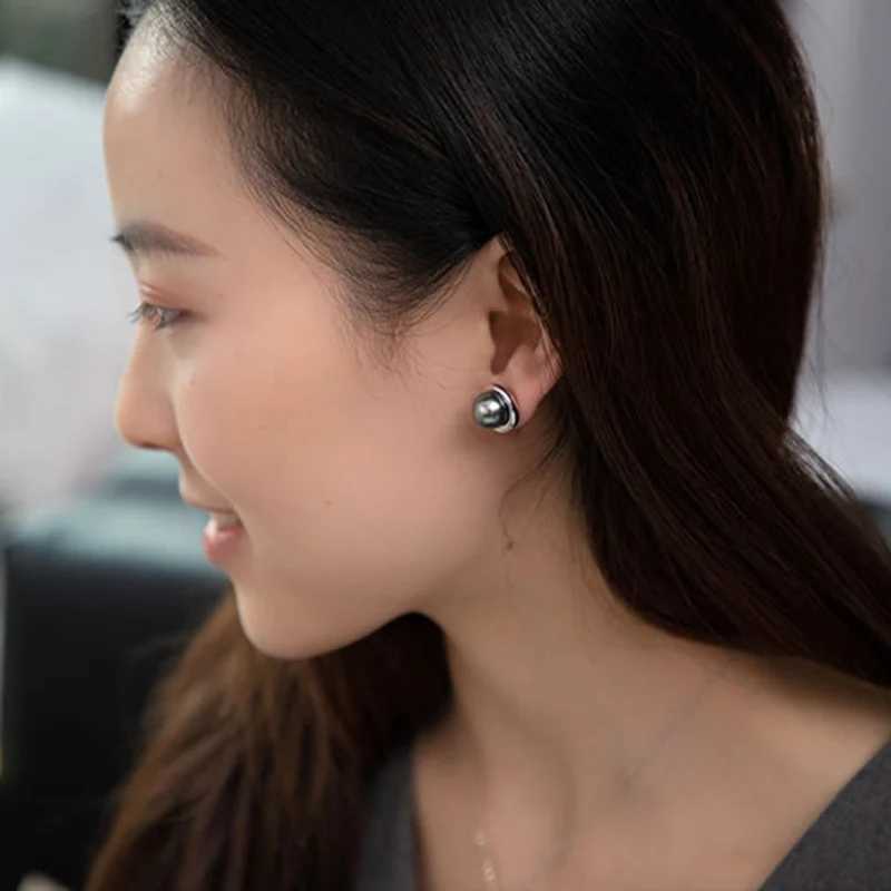 925 Silver Luxury Imitation natural seawater Black PearlStud Earrings Women Earrings Fashion Jewelry Wedding Christmas GiftX241023