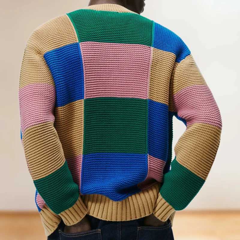 Mens Youth Knitwear Sweater European and American Fashion Contrasting Cardigan Sweater Autumn and Winter Woolen Jacket LX241024