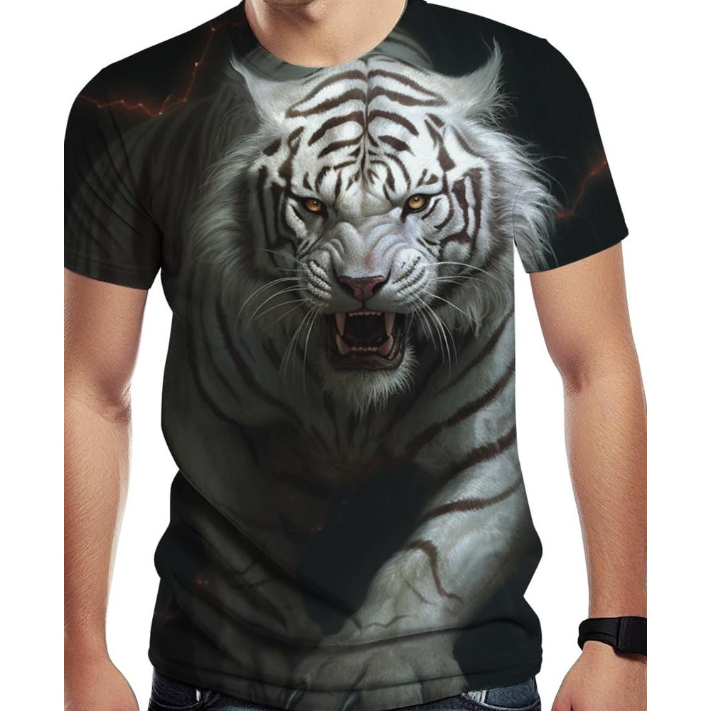Mens T shirt Men's T Shirt with Tiger Graphic cool Street Novelty Tee, Best Birthday Gifts tee Casual tops summer clothes Fashionable