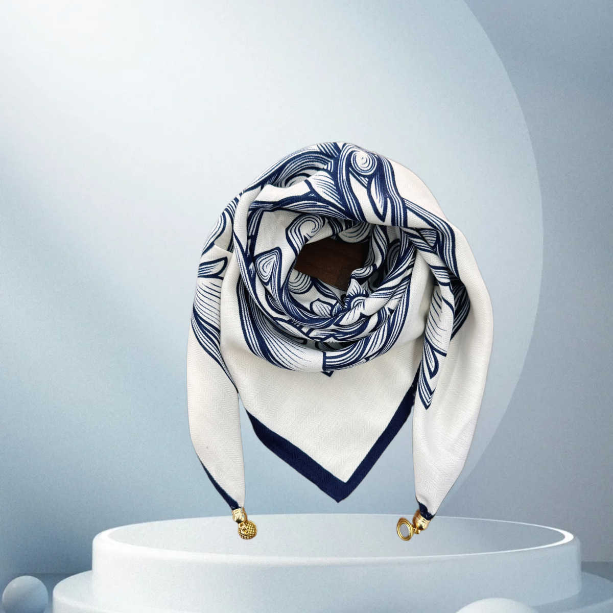 thin and elegant protection neck magnetic printed small triangular square womens go urious Wind buckle scarf designers