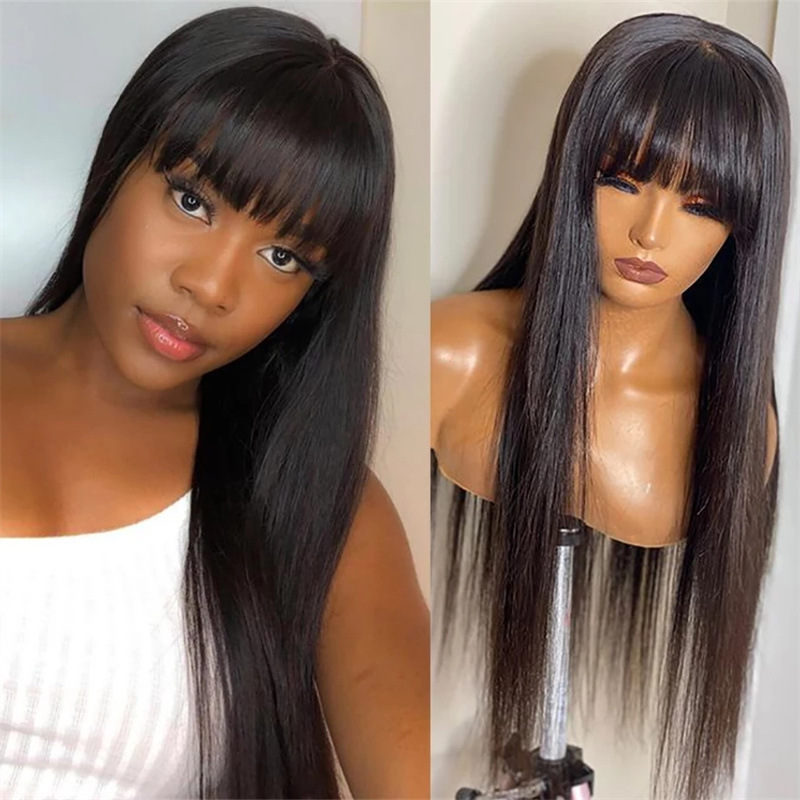 African wig female simulation long hair European and American fashion black long straight hair chemical fiber headpiece