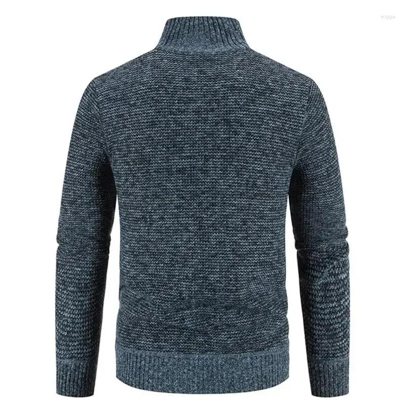 Mens Sweaters Men Cardigan Sweater Coat Autumn Winter Warmth Thickening Stand-up Collar Casual Male Clothing Knitted Stitching Jacket