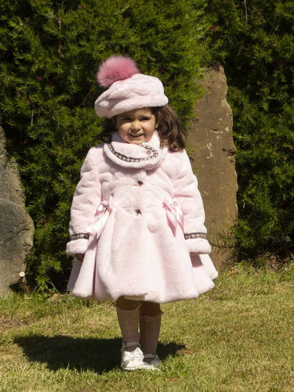 1-12Y Baby Girl Autumn Winter Pink Palace British Spanish Princess Wool Coat Leisure Holiday Par Christmas W241023