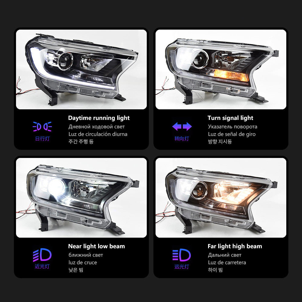 Headlights For Ford Everest Headlights 20 16-20 18 New Ranger LED Headlight LED DRL Hid Bi Xenon Autolight