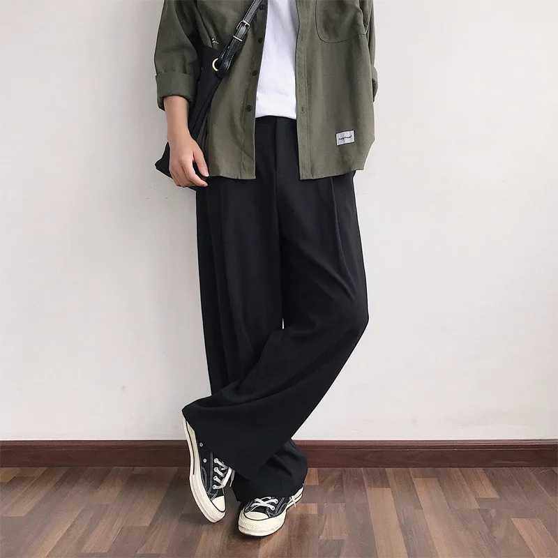 Mens Spring and Autumn Loose Korean Version of The Trend of Wide-leg Pants Retro Straight-leg Dress Pants Drop Casual PantsX241023