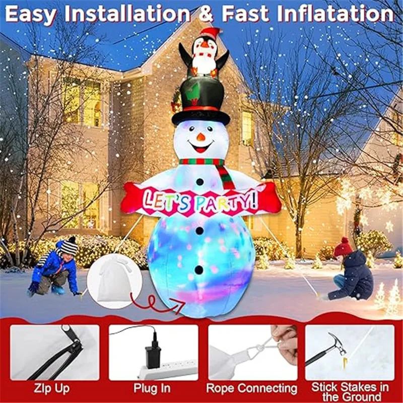 2.4-meter/8-foot Christmas decoration inflatable snowman with LED lights indoor decoration Christmas party outdoor courtyard props decoration 241024