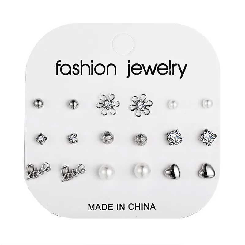 Hot 12 pairs/set of white simulated pearl earrings suitable for womens weddings bridal balls stud earrings Bijouteria Brincos Bijoux jewelry W241023