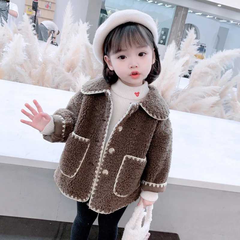 Girls Fashion Coat Winter Baby Long Sleeve Lambswool Jacket Warm Childrens Snow Coat Childrens Coat 1-7T W241023