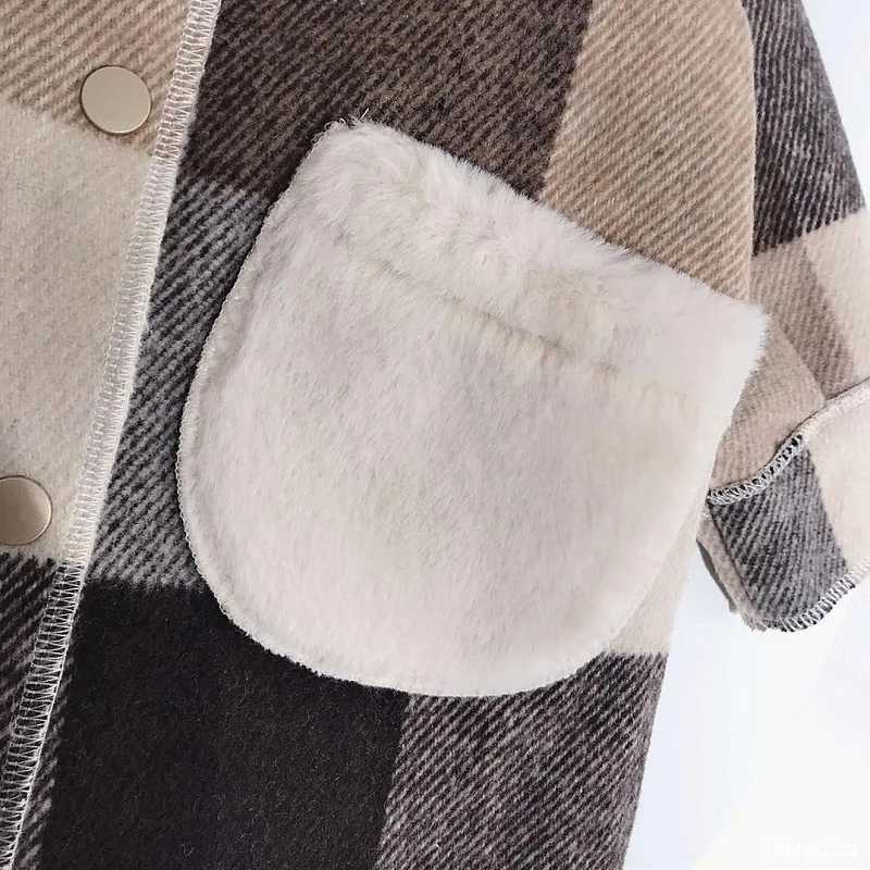 Baby boy girl wool jacket fur in a warm plaid baby collar coarse tweed coat long wool winter baby coat 1-14Y W241023