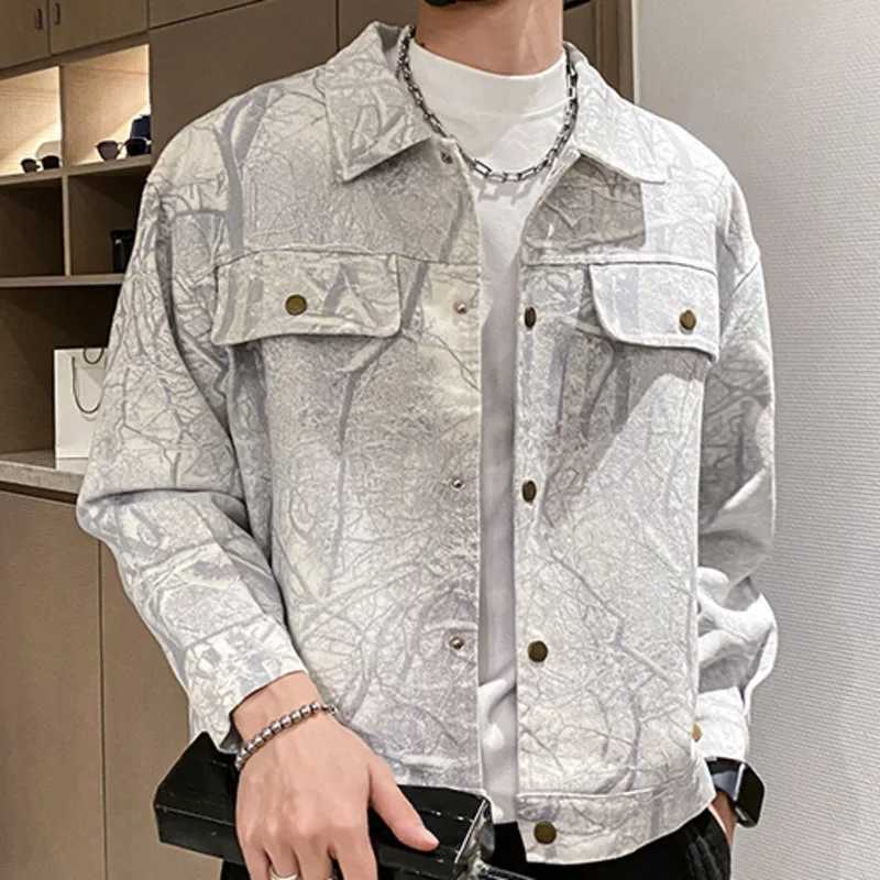 Plant branch printing jacket Coats printing denim jacket baseball jacket hip-hop T-shirt sewing stage DJ club bomber jacket X241023