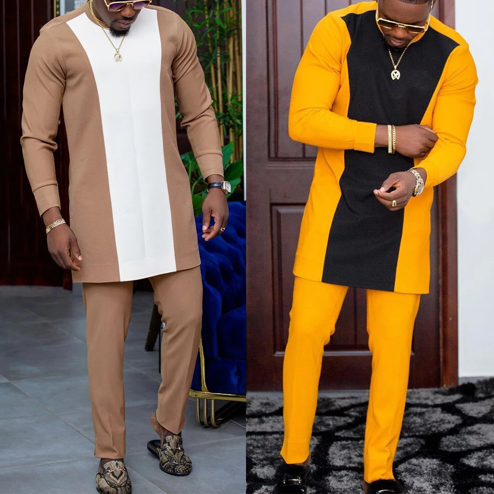 Nigeria African Mens Traditional Clothing 2-piece Set High Quality Fashion Shirt and Pants African Clothing 241024
