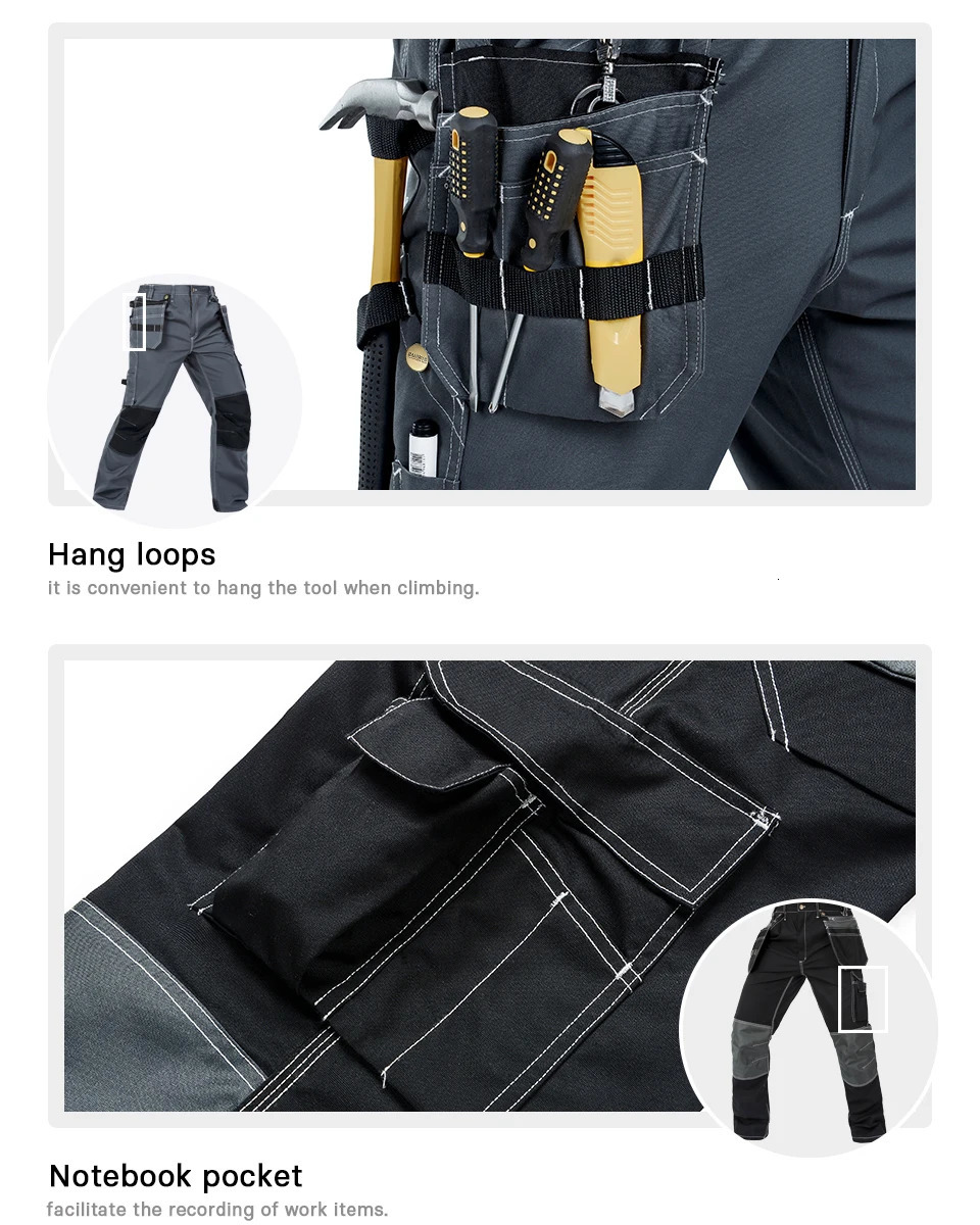 Carpenter pants workwear pants and cargo carts with multiple detachable hanging pockets 241023
