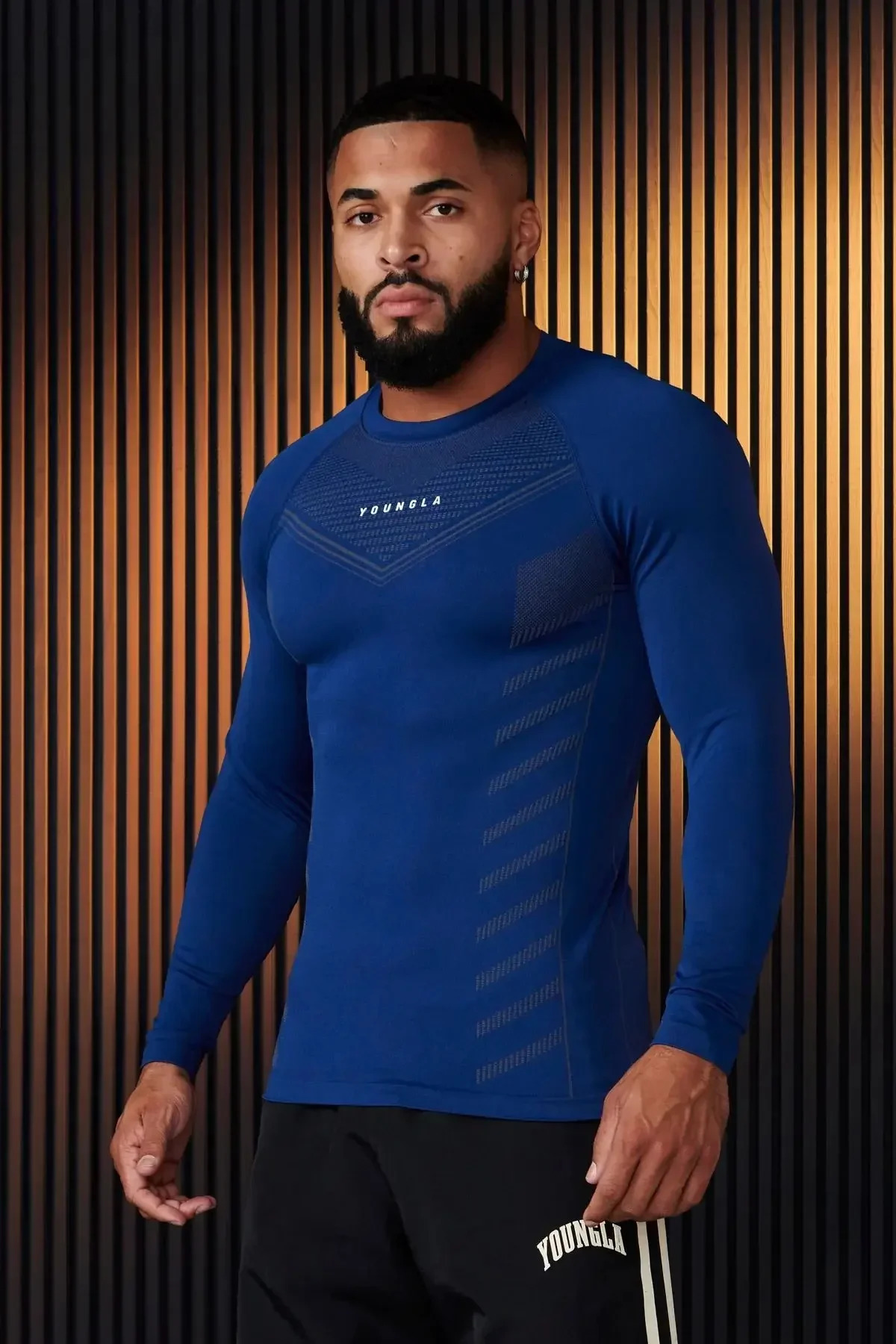 Young American Spring and Autumn men Long Sleeve T-shirt Gym Fitness Fast Drying Breathable Elastic Bottom Shirt 241024