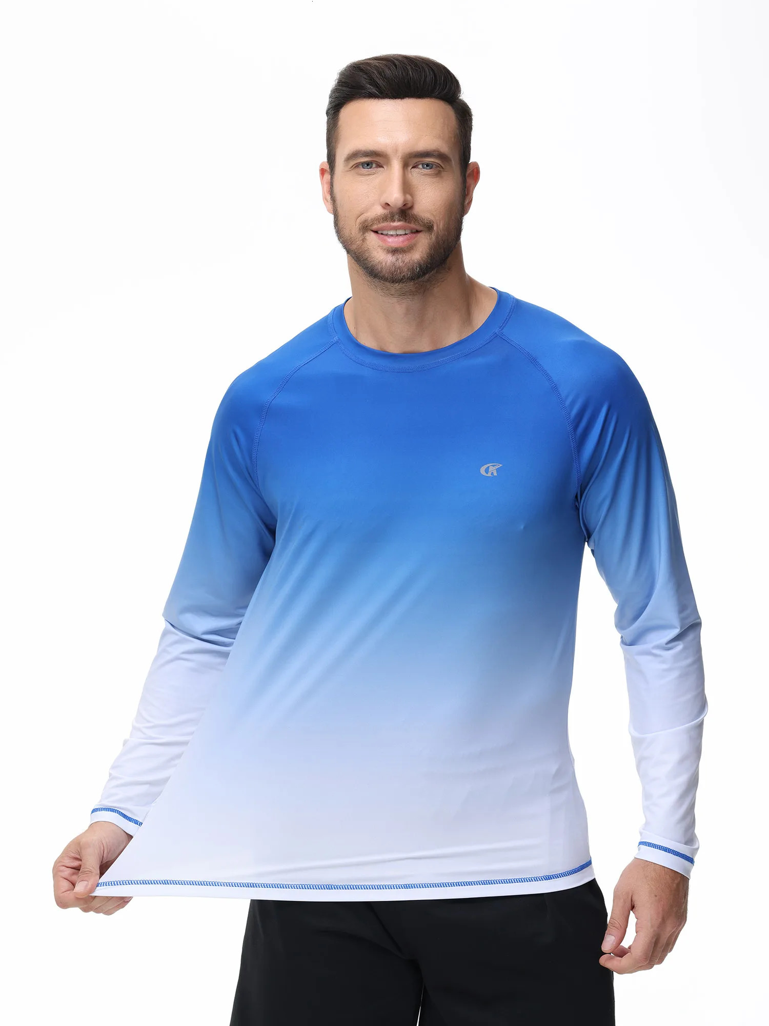Summer Mens UPF 50Beach Swimming T-shirt Quick drying Long sleeved T-shirt Sports Fishing Hiking Rush Protective T-shirt 241024